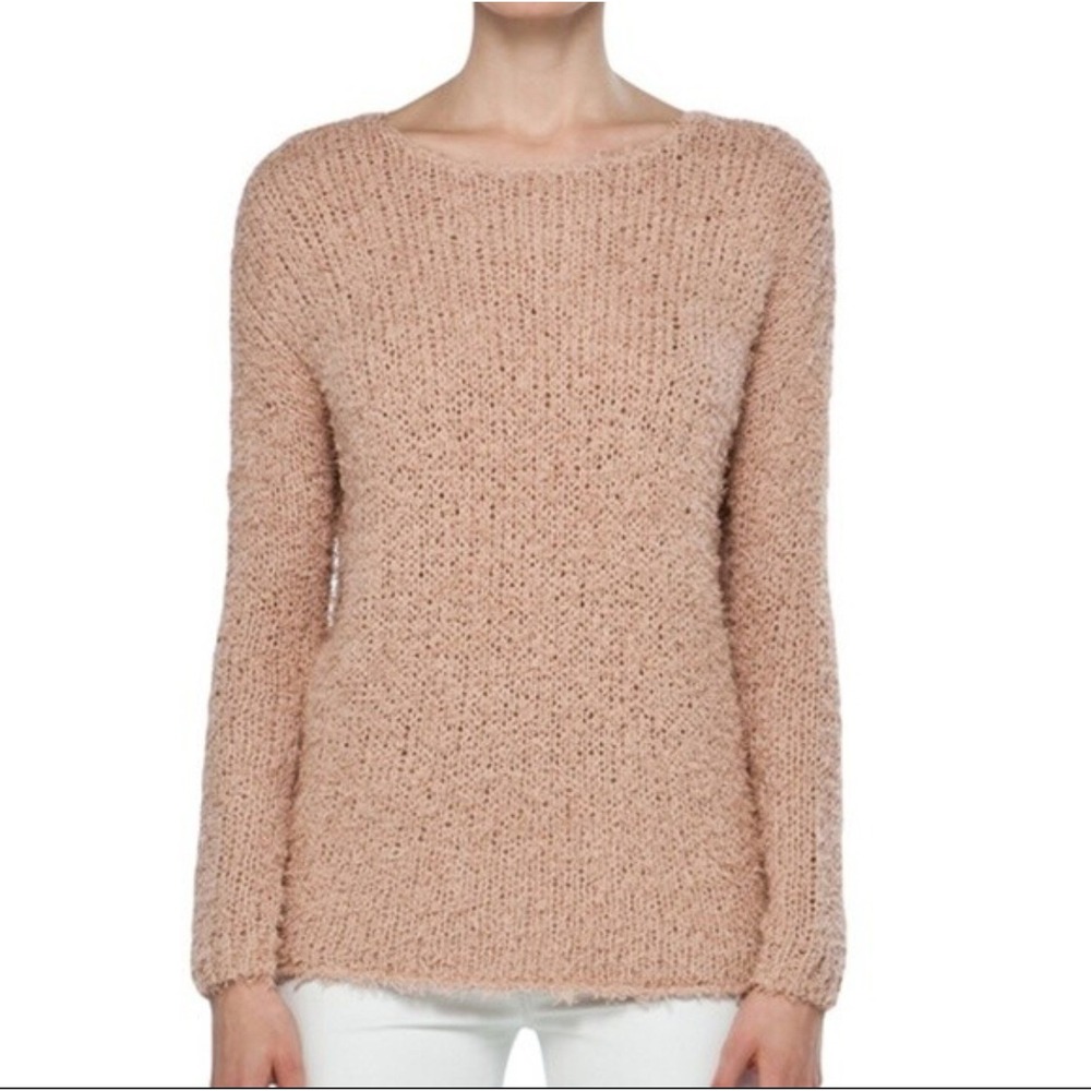 Vince Peach Eyelash‎ Shaggy Boat Neck Pullover Sweater Size Small Boho Designer